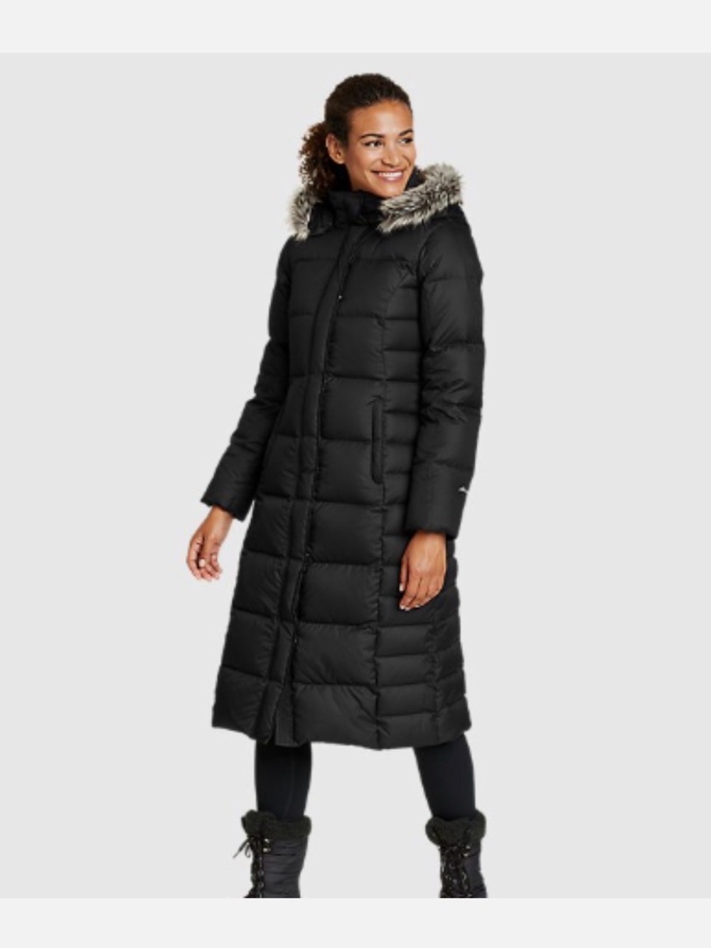 Eddie Bauer Lodge Hooded Down Coat - Black - PS